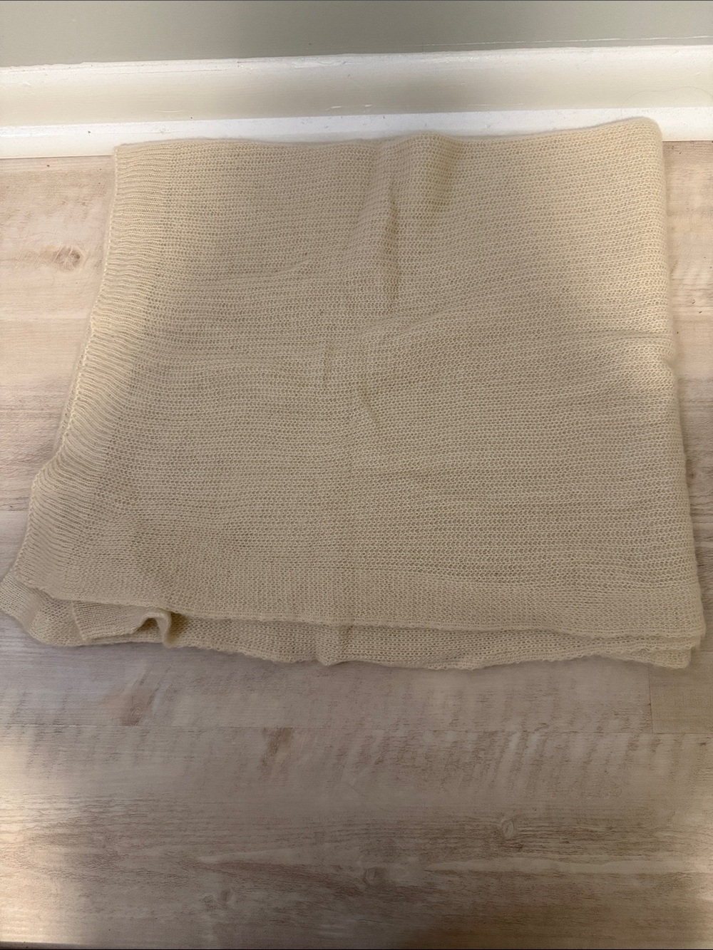 Free People Cream Knit Throw Blanket